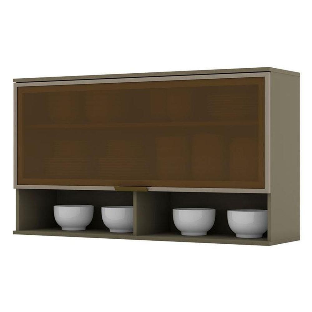 Armário Aéreo Connect 1 Porta Basculante De Vidro 120 Cm Duna - Henn
