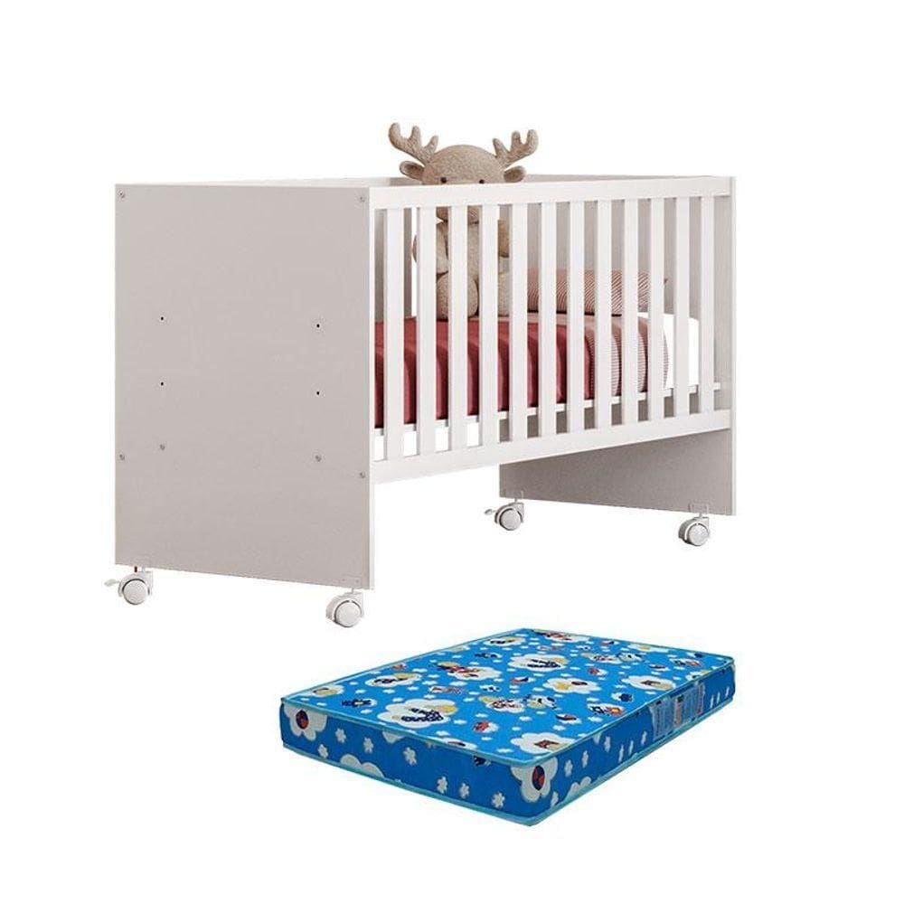 Berço Nacional Doce Sonho 3540 Branco Brilho Com Colchão Ortobom - Qmovi