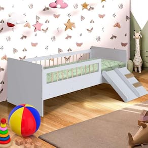 Cama Infantil Com Colchão Ortobom E Grade De Proteção Branco