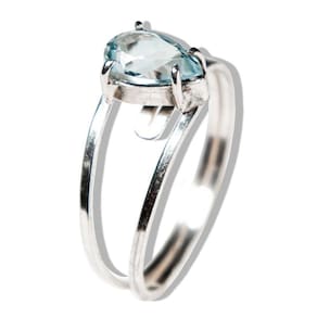 Anel Nlux Topázio Azul Gota Facetada Ajustável Prata 950