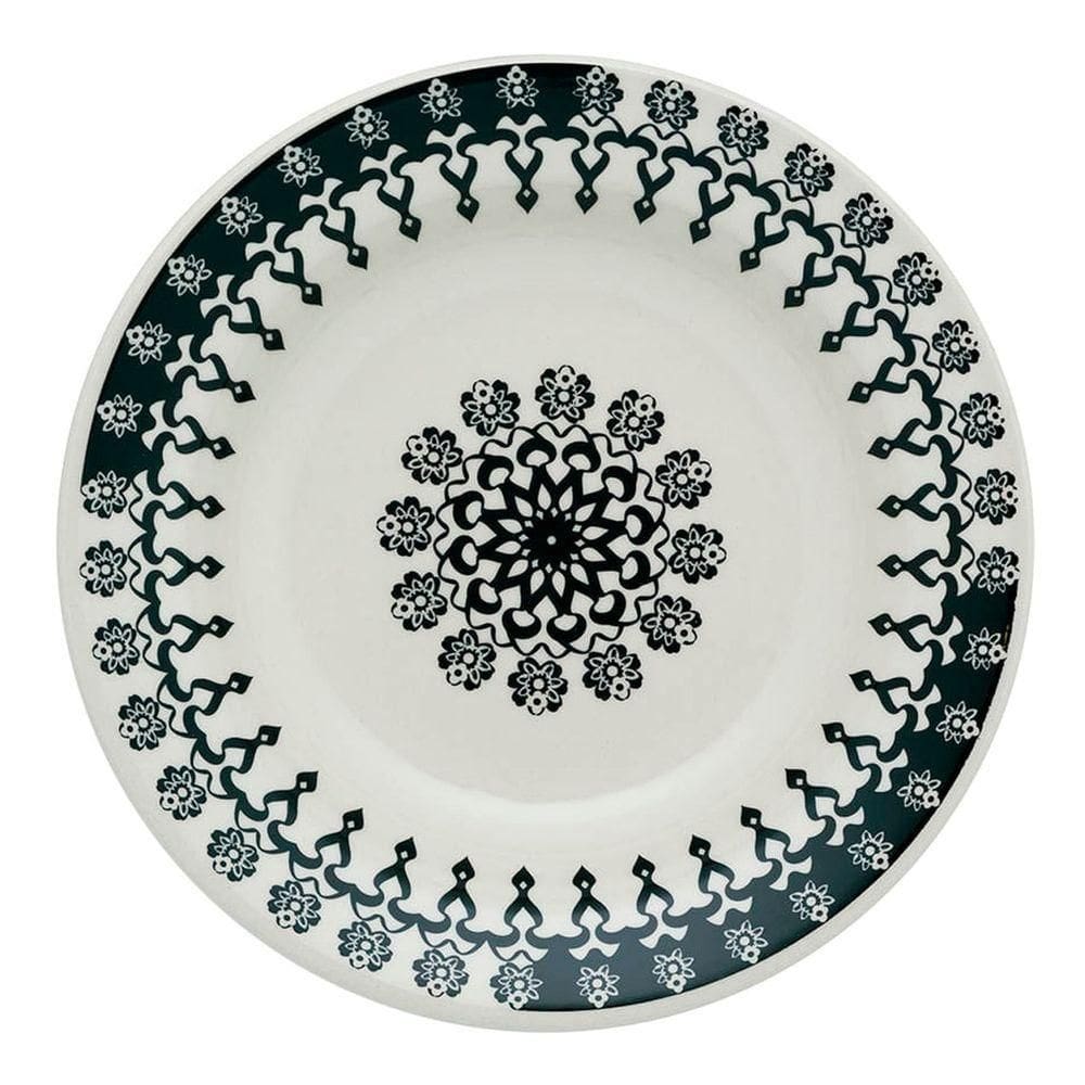 Prato Fundo De Cerâmica Estampa Donna Folk 22cm 1 Unidade - Biona 061406