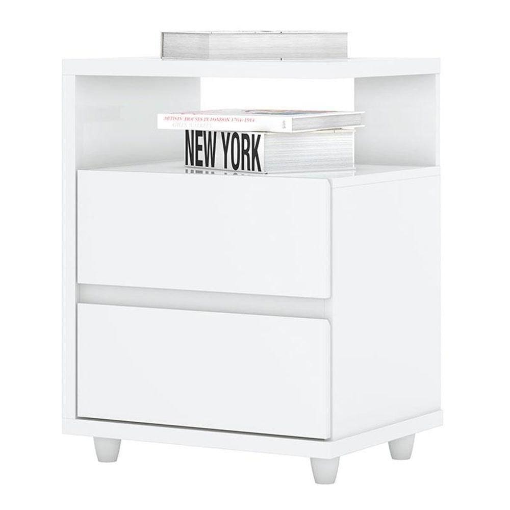 Mesa De Cabeceira Lacy Branco Brilho - Henn