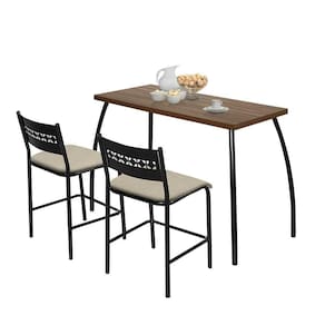 Mesa Com Duas Cadeiras Fit Flora Preto E Bege
