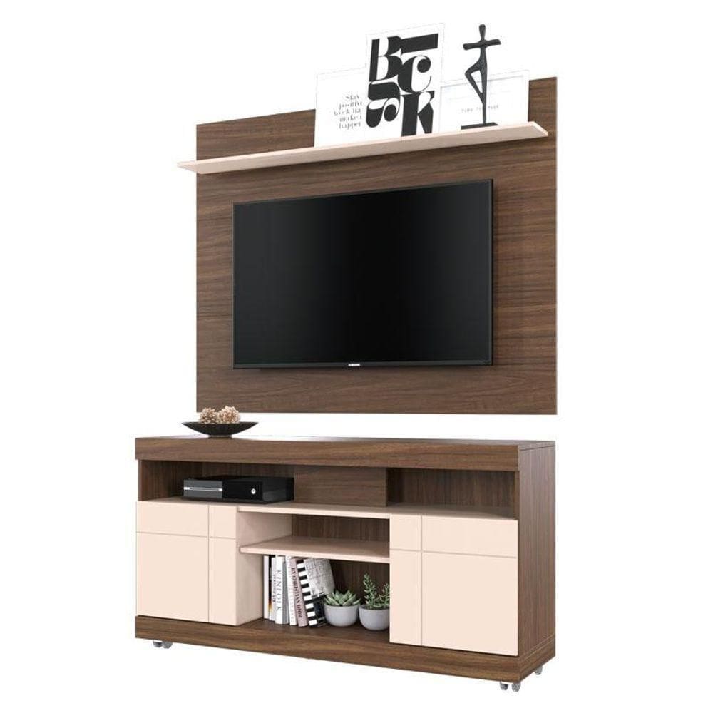 Rack Bancada Yara E Painel Para Tv Maia Nogueira Real Off White - Colibri