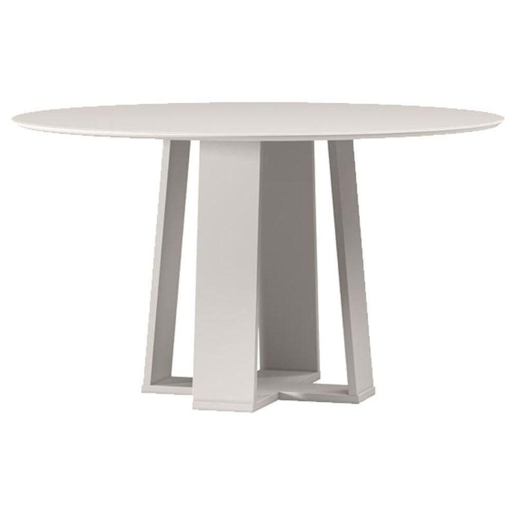 Mesa De Jantar Isabela 135x135 Cm Com Vidro Off White - New Ceval
