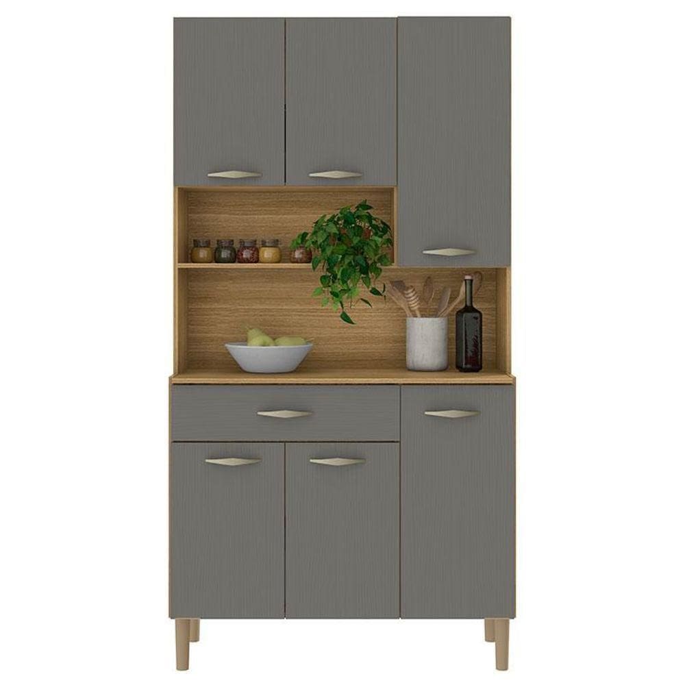 Kit Cozinha 6 Portas Apolo Freijó Gris - Kits Paraná