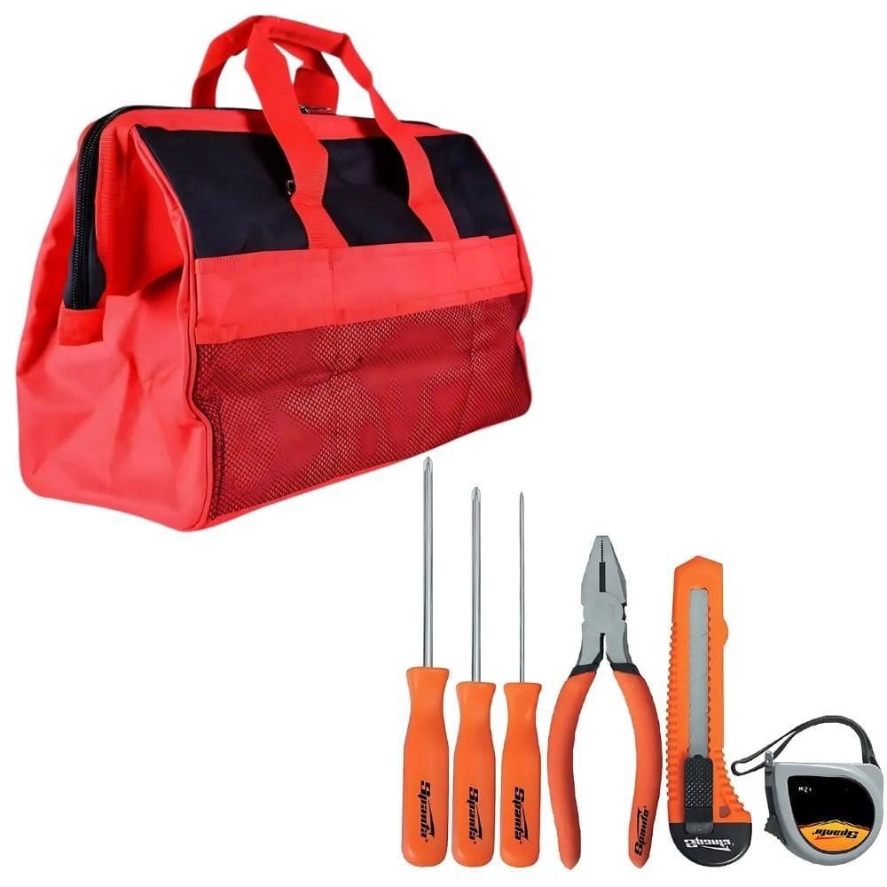 Kit Ferramentas com 6 Peças e Bolsa em Lona com 18 Bolsos SPARTA