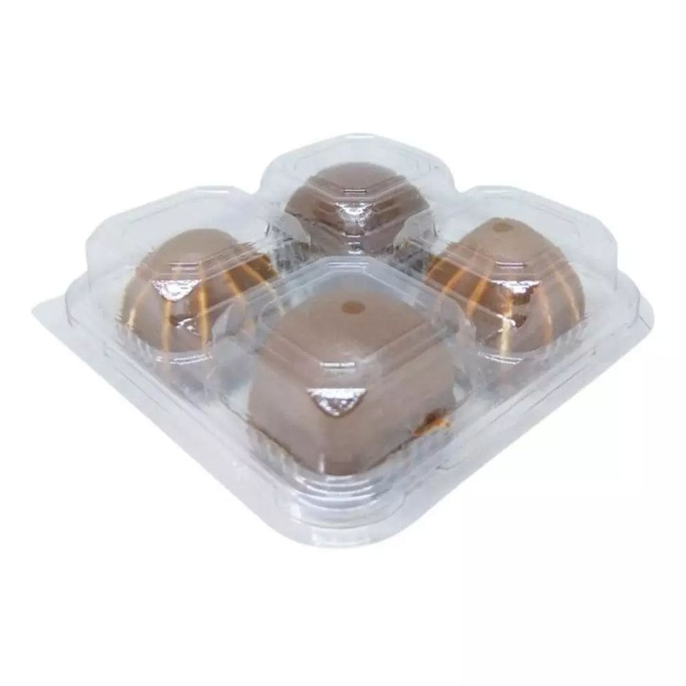 Embalagens Petit Four 4 Cavidades Quadrada Para Doces Gourmet 40 Peças