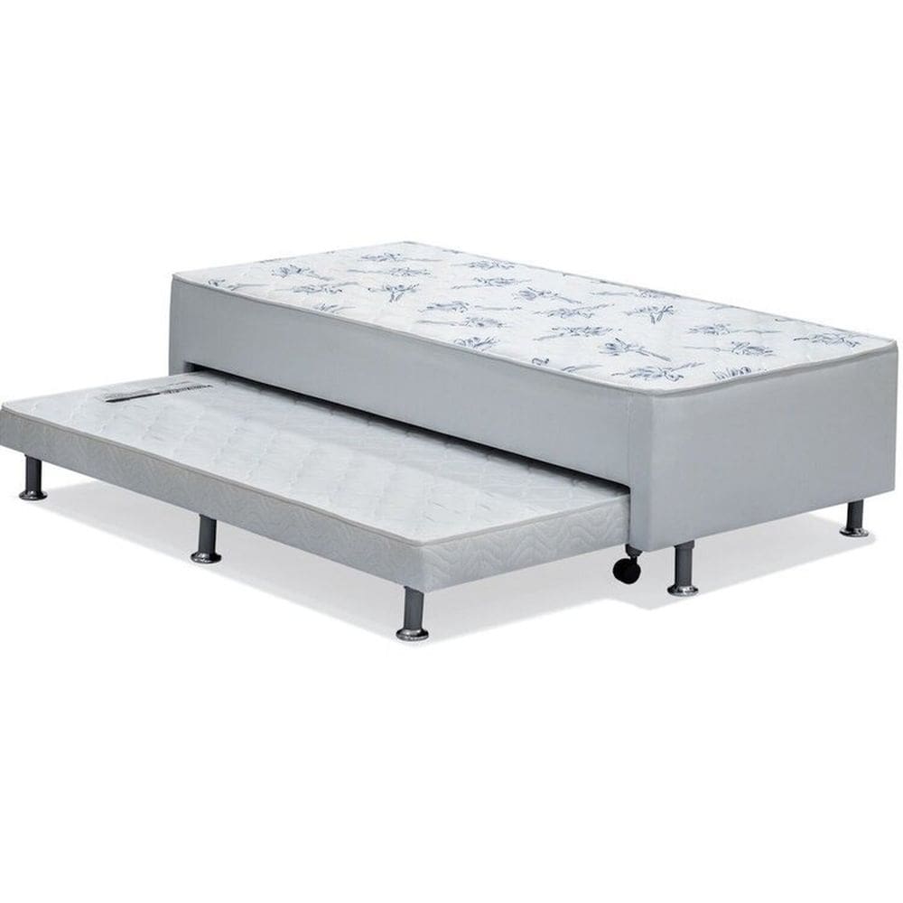 Cama Box Conjugado Solteiro Cama Auxiliar 88x188x37 - Ortobom Branco