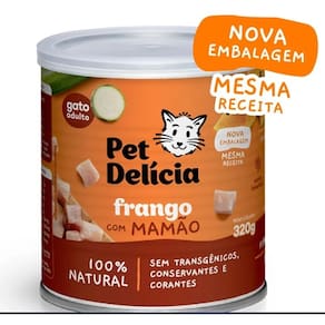 Pet Delicia Lata Gatos Frango c/Mamao 320 Gr