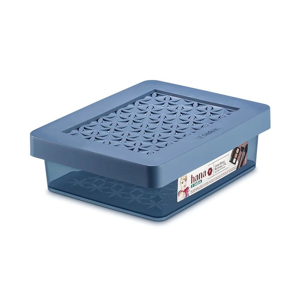 Caixa Organizadora Ordene de Plástico Azul com Tampa 1,4L