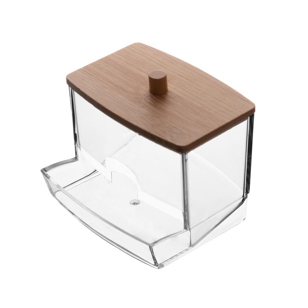Porta Cotonete Retangular com Tampa de Bambu My Box 9cm