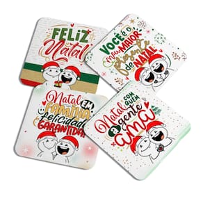 Porta copos decorativo Funny Natal - Emborrachado c/4 pçs