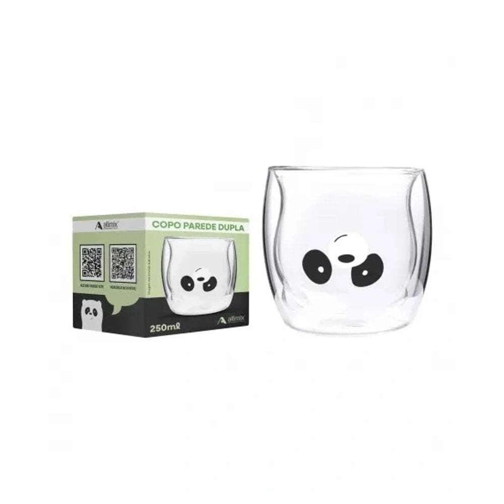 Copo Borossilicato Parede Dupla 250ML - Urso Panda