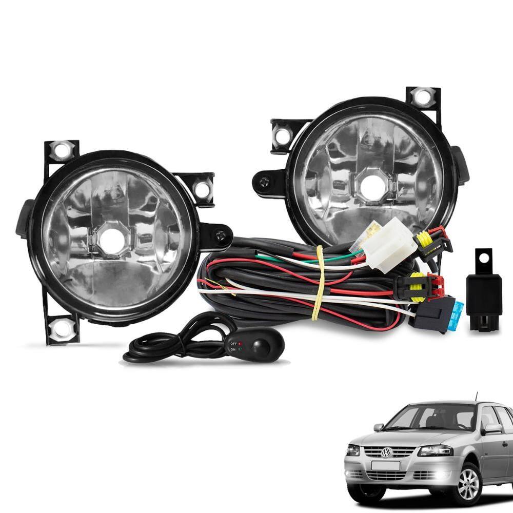 Kit Farol de Milha Gol Fox Parati G4 2005 a 2013 Botão Alternativo