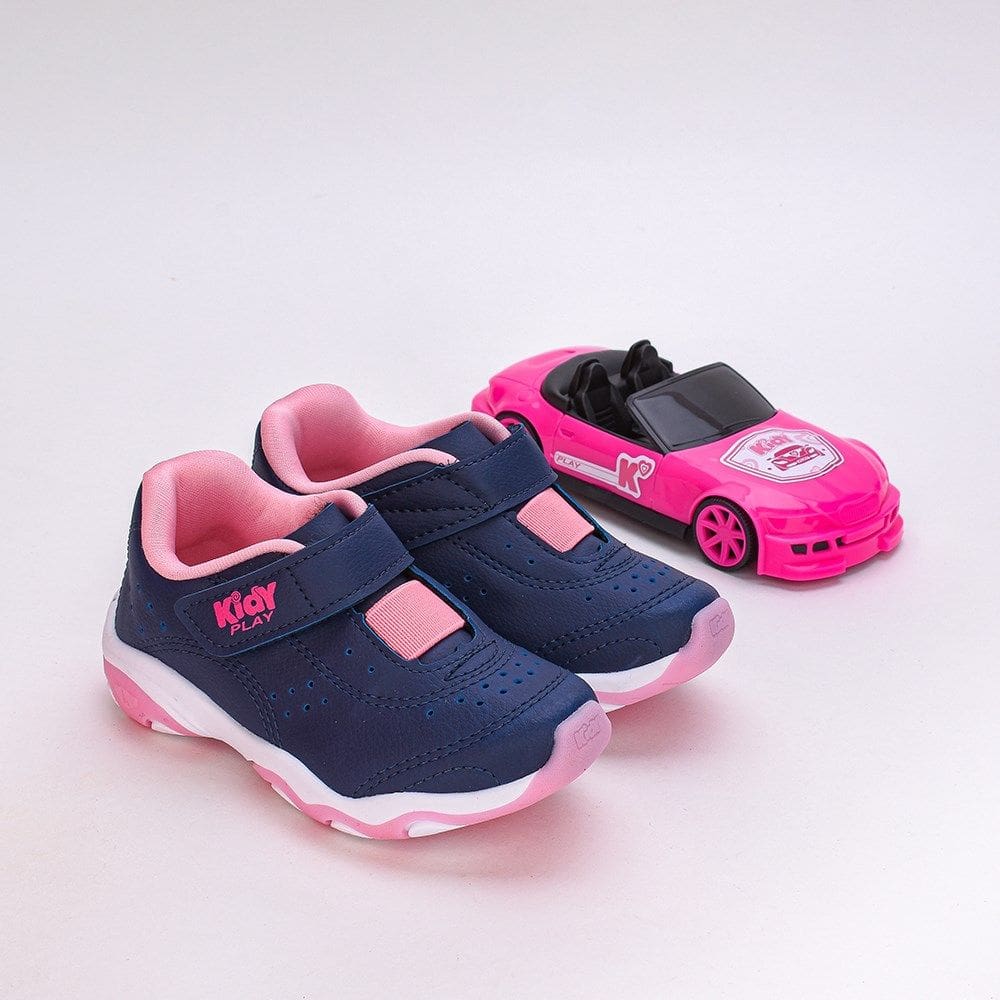 Tênis Infantil Kidy Play Com Brinquedo Azul Rosa