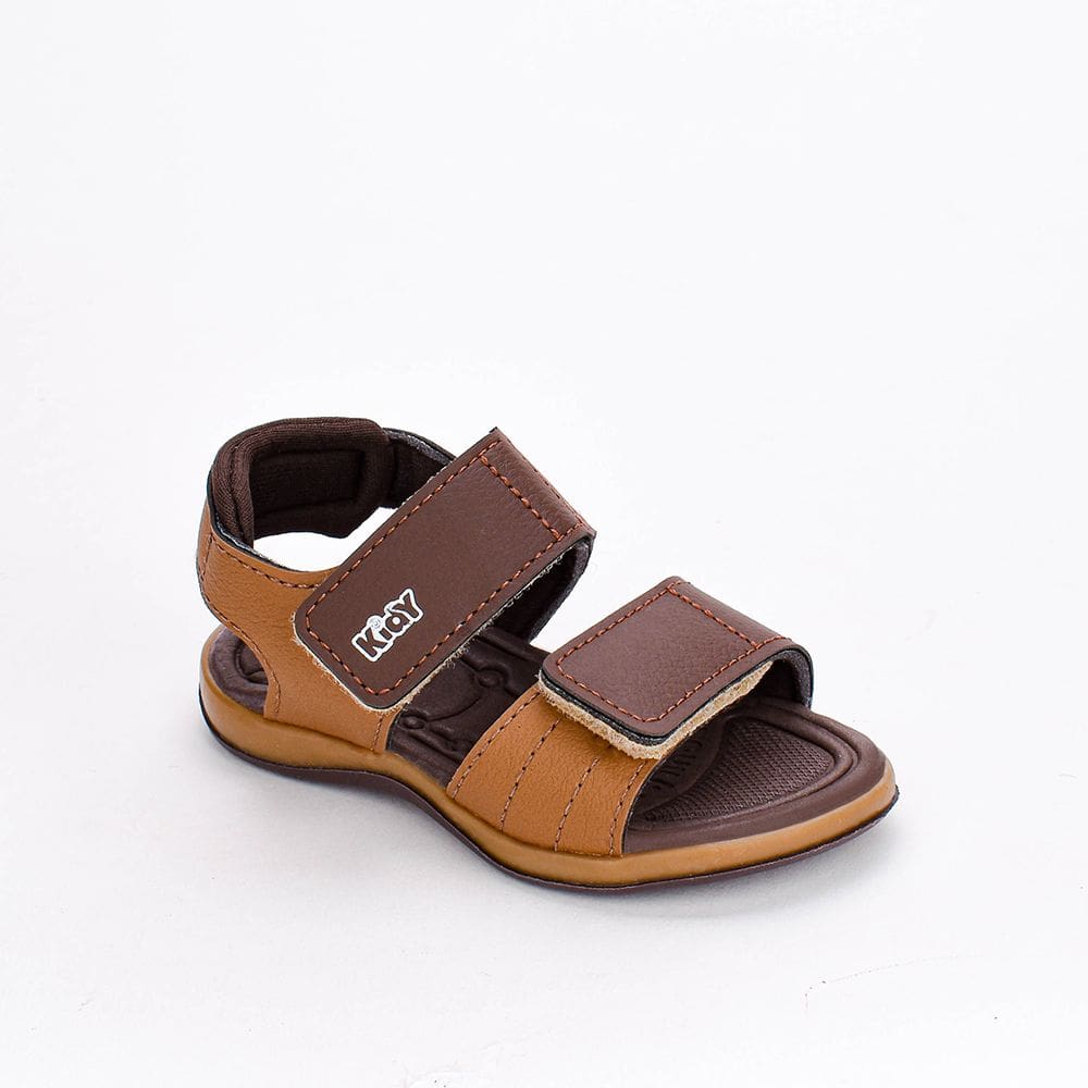 Sandália Infantil Menino Kidy Bebê Equilíbrio Fecho Duplo Marrom