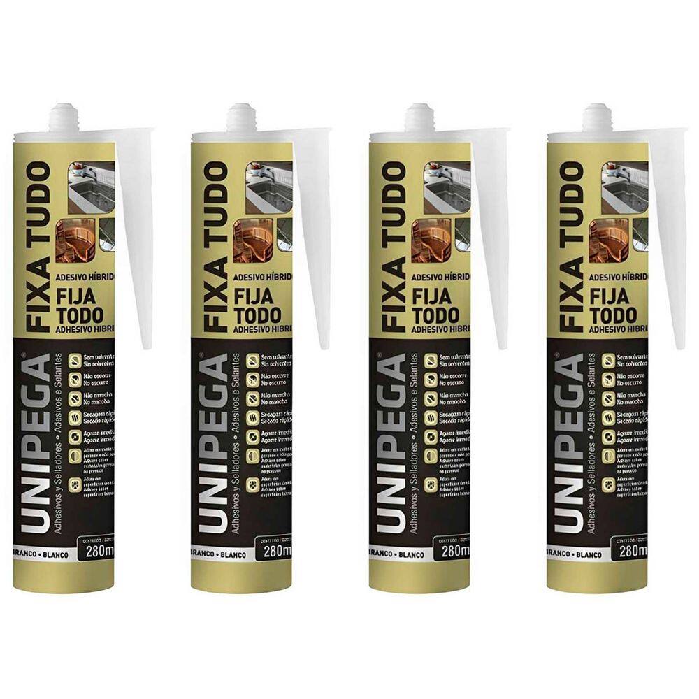 Kit 4 Silicone Adesivo Cola Fixa Tudo 400g - Unipega
