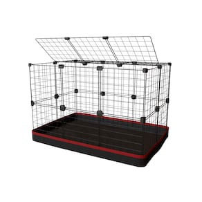 Cercado para Porquinho da Índia Coelho 60x90x60cm Gaiola Preto com Teto e Tapete Higiênico