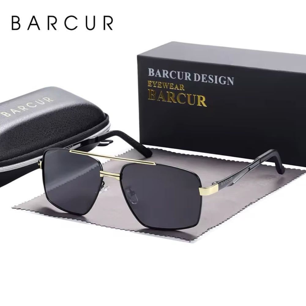 Óculos De Sol Polarizado Barcur Metal Frame Gold Gray