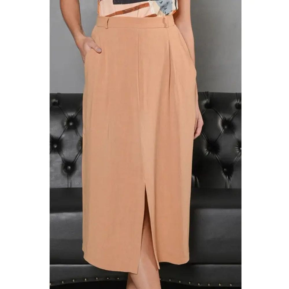 Saia midi linho com bolso faca Miralis