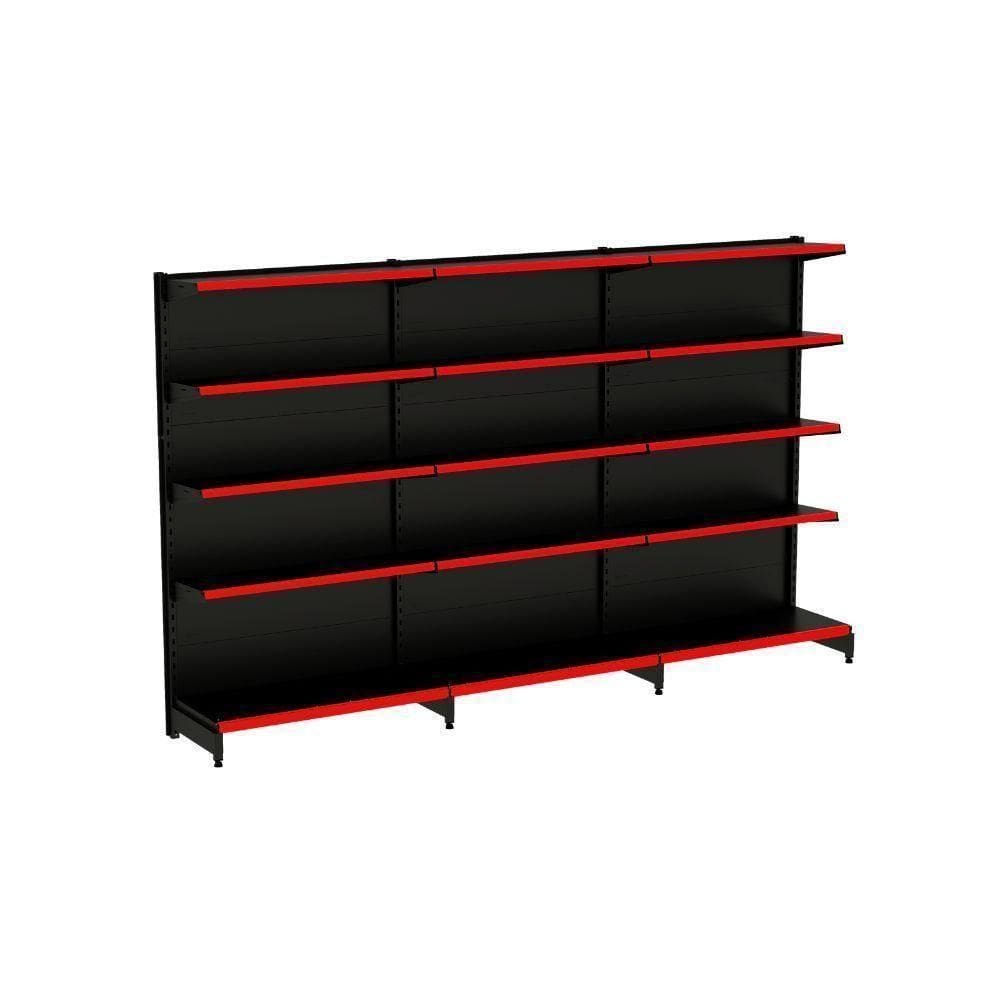 Kit 3 Módulos De Gôndolas Parede 2,02 Fit40 Amapá Expositor Preto