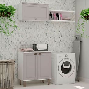 Armário Multiuso Acquaflex 3 Peças Elegance Branco Fosco/Marrom Claro - Genialflex