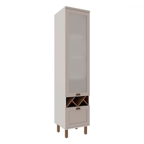 Cristaleira Iluminata 100% Mdf 1 Porta de Vidro e Adega Branco/Marrom Claro - Genialflex