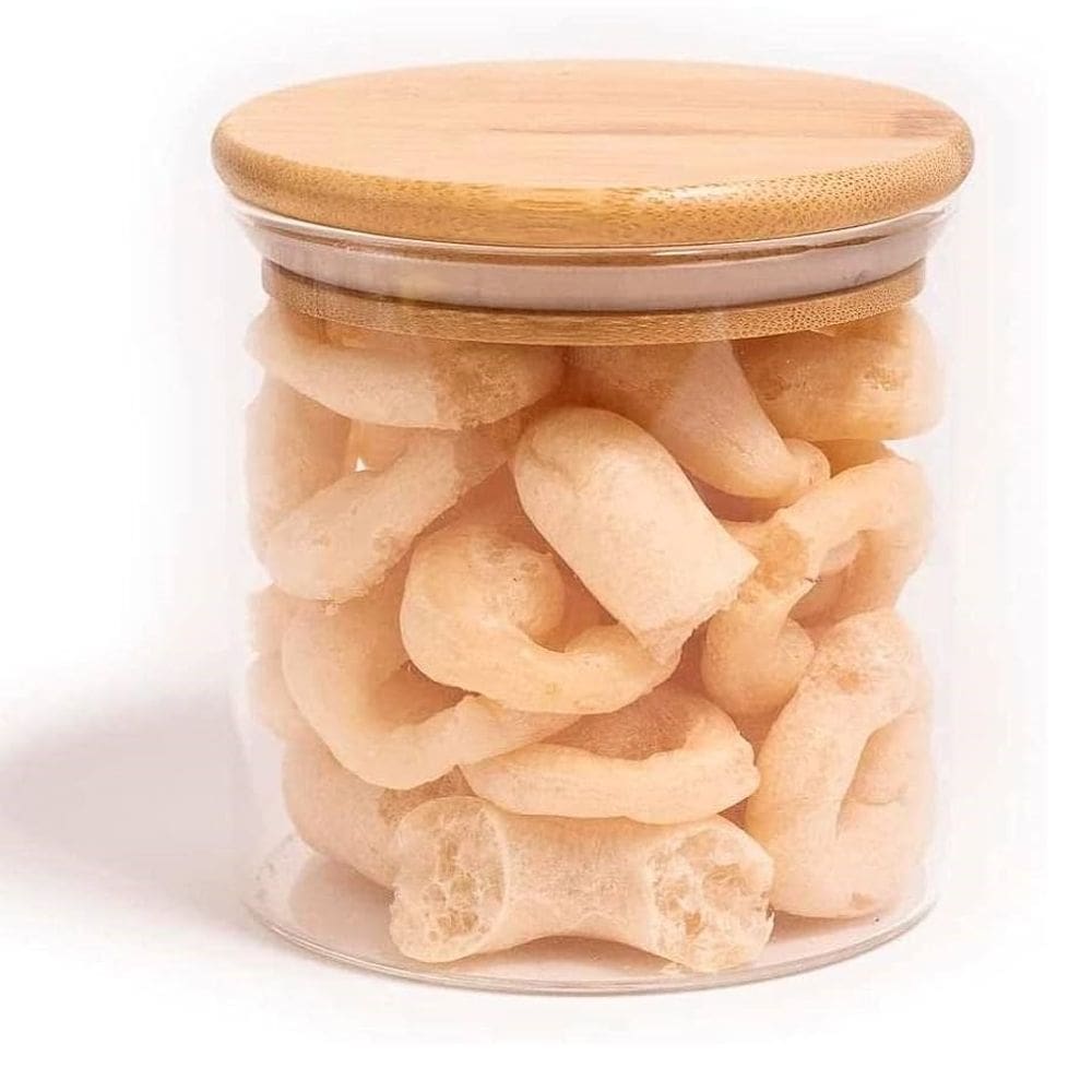 Pote Redondo Hermético De Vidro Com Tampa Em Bambu 550Ml