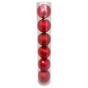 Bola de Natal Cazza Vermelha 6 Unidades 8cm