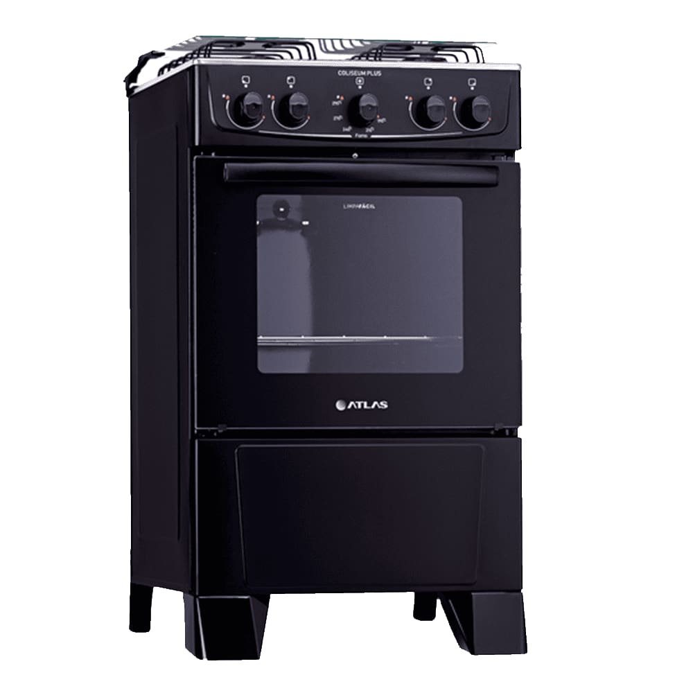Fogão à Gás Atlas Coliseum Plus 4 Bocas com Mesa Inox-Preto