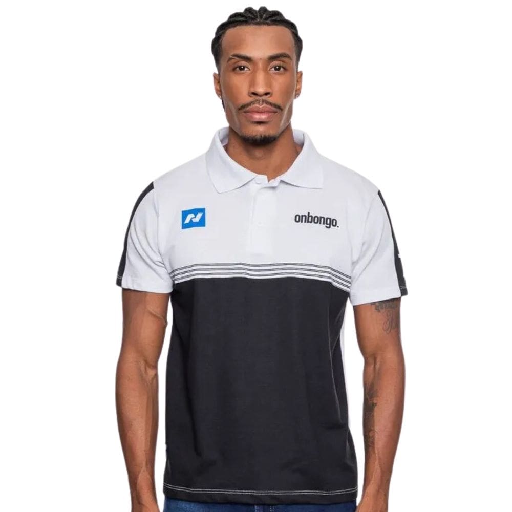 Camisa Polo Masculina Onbongo Djow Branco e Preto ON311