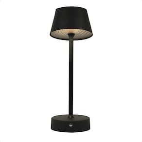 Luminária Abajur Mesa Led Louvre Touch Recarregável Preto
