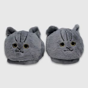 Pantufa Unissex Gatinho Cinza Tam: P