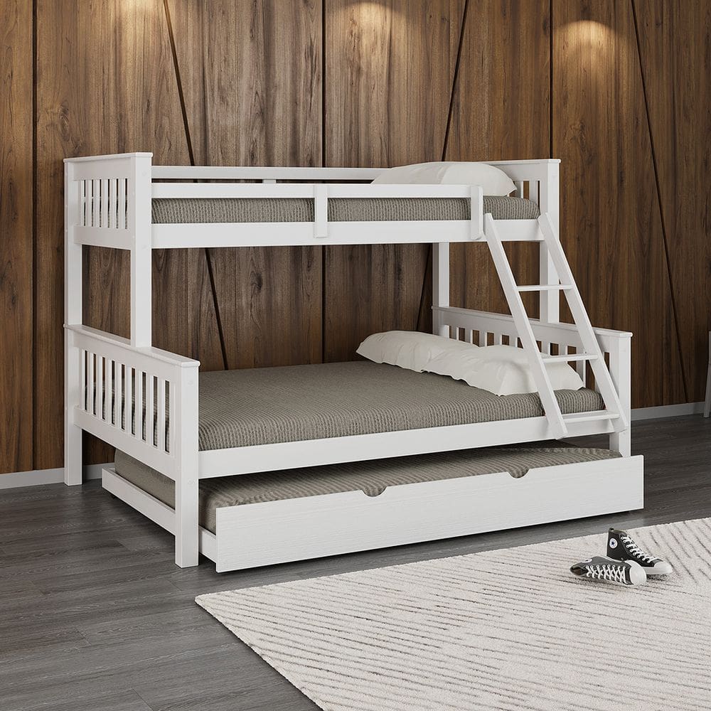 Beliche Casal Solteiro De Madeira Com Cama Auxiliar Casal