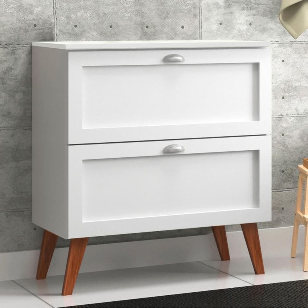 Gabinete para Banheiro com Tampo 80cm Retro Mdf Branco Milano - On Móveis