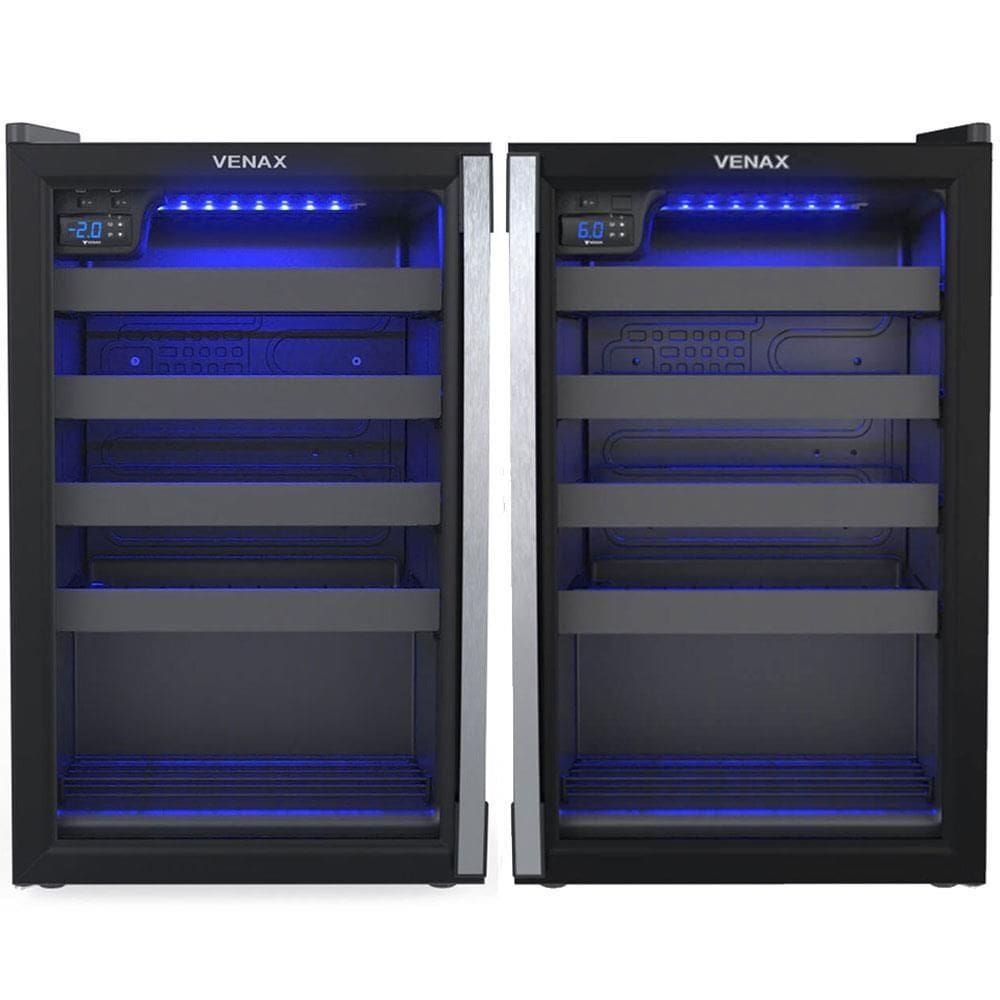 Conjunto Venax Expositora Champanheira Porta Invertida e Adega Piubella 100 Litros Preto Fosco 220v