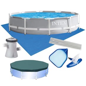 Piscina Intex 4.485L Estrutural Prism Cinza Capa Bomba Forro Kit Limpeza 220v