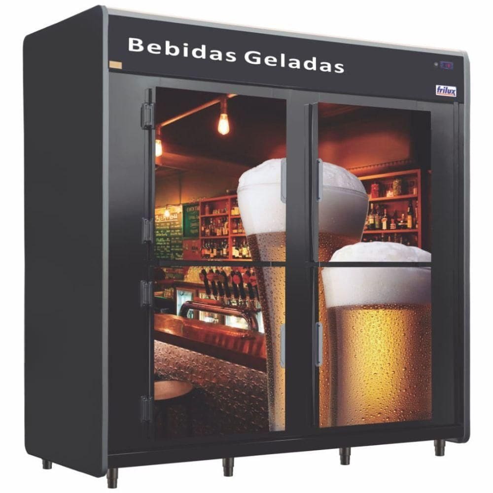 Câmara Fria De Bebidas Porta Adesivada Rf057 Plus Frilux Geladeira 2400 Litros Preta 220v