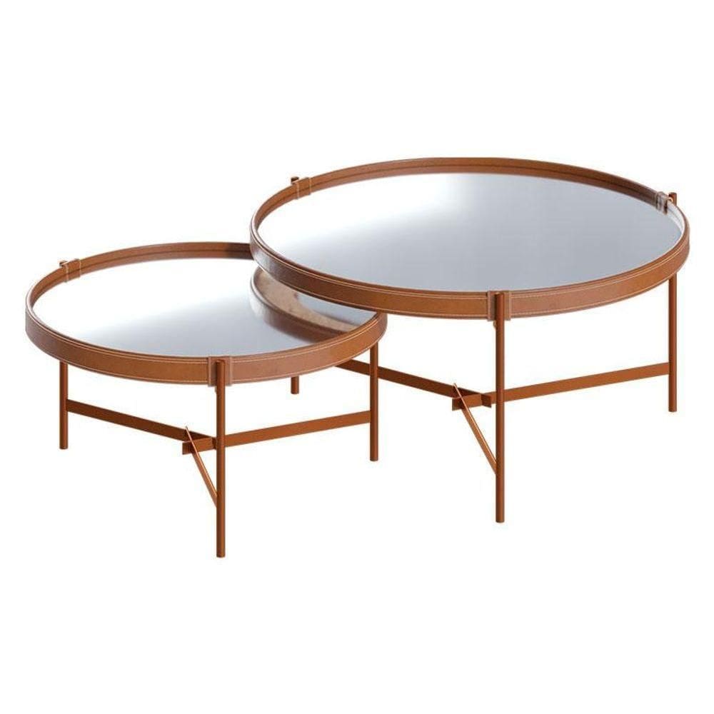 Kit Mesa De Centro Aqua Com Espelho Cobre - Imcal