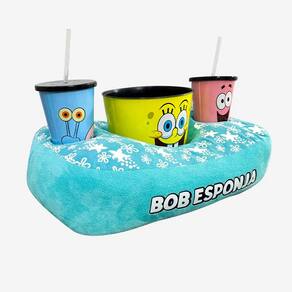Kit Almofada Pipoca Fibra Suede Bob Esponja