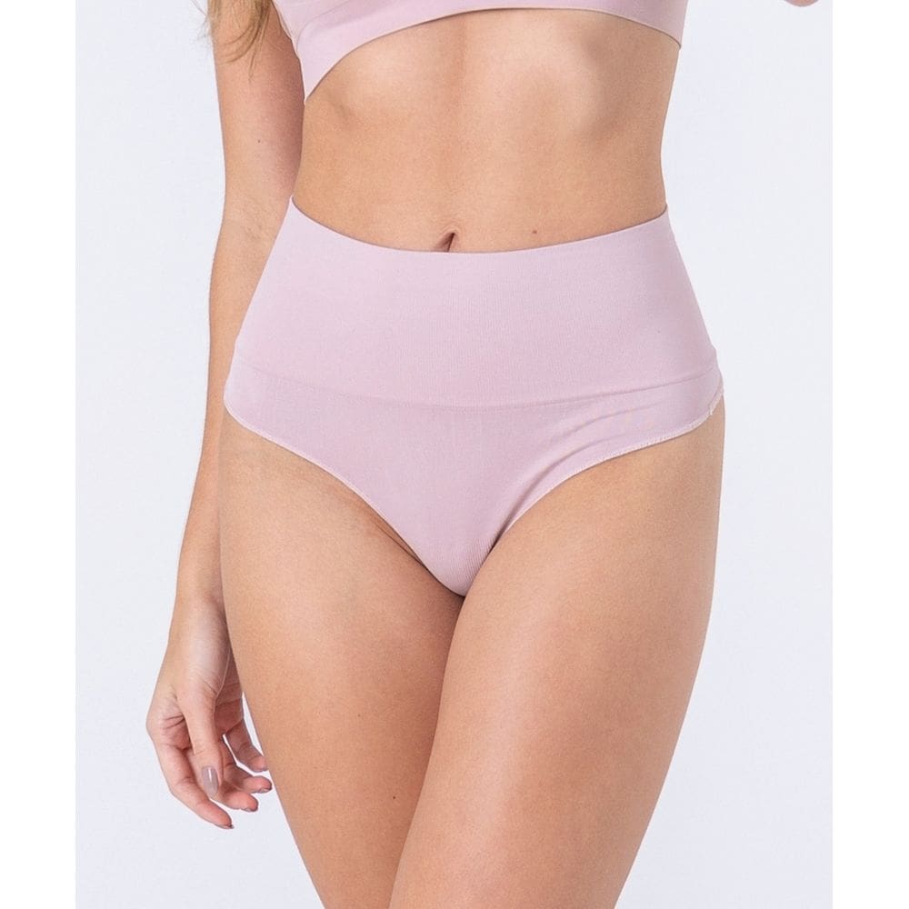 Calcinha fio dental sem costura, cintura alta, com reforço na barriga
