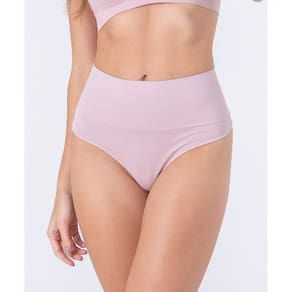 Calcinha fio dental sem costura, cintura alta, com reforço na barriga