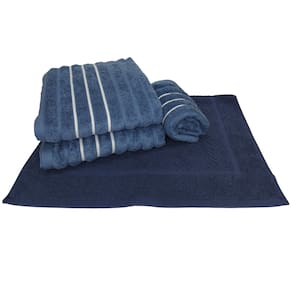 Jogo de Toalhas Wave Banho 4 peças Algodão Jacquard Azul Marinho Corttex