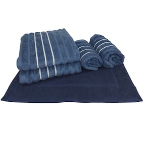 Jogo de Toalhas Wave Banho 5 peças Algodão Jacquard Azul Marinho Corttex