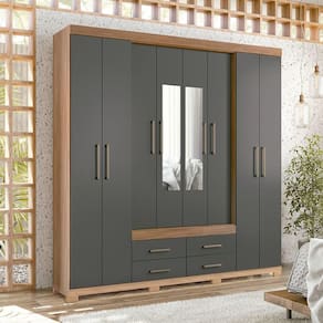 Guarda Roupa Santos Andira Napoles 8 Portas Jatoba/grafitte