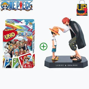 KIT One Piece - Boneco Shanks e Luffy 18cm + Jogo Uno One Piece