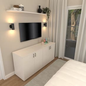Armário Duplo Baixo para Quarto Moderno Branco