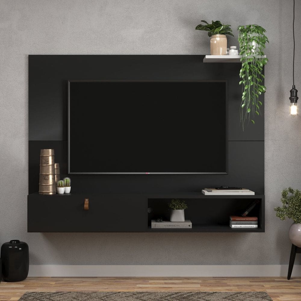 Painel para Tv Ate 50 Polegadas 1 Porta Alca Sintética California Preto