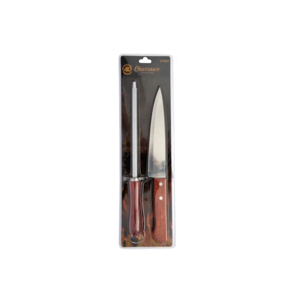 Kit De Facas E Chaira Inox 2 Peças - Ad